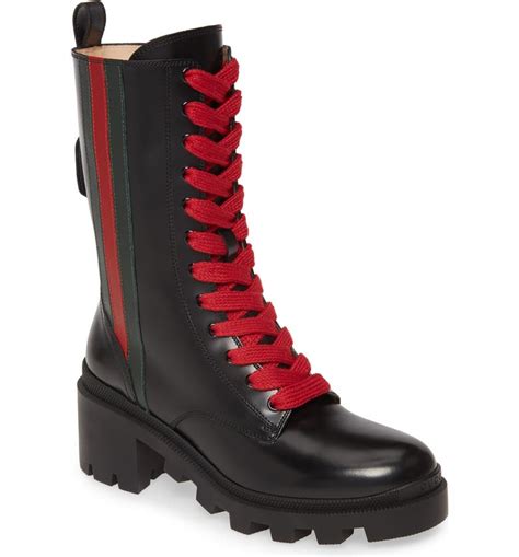 gucci black open toe boot|gucci black combat boots.